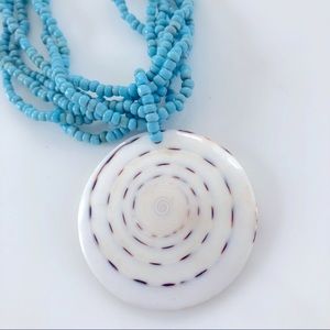 TURQUOISE BEADED SHELL NECKLACE Women’s Jewelry Accessories
